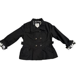 Esprit Black Double Breasted Short Trench Coat Size XL